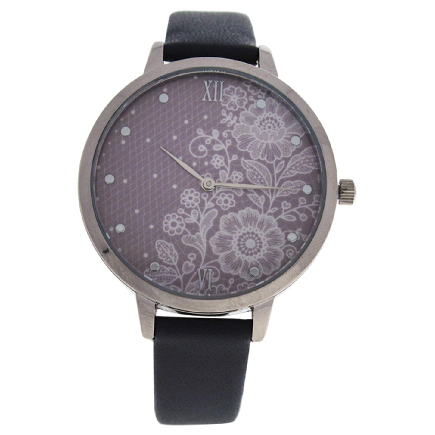 CRR004 La Romance - Silver/Grey Leather Strap Watch by Charlotte Raffaelli for Women - 1 Pc Watch