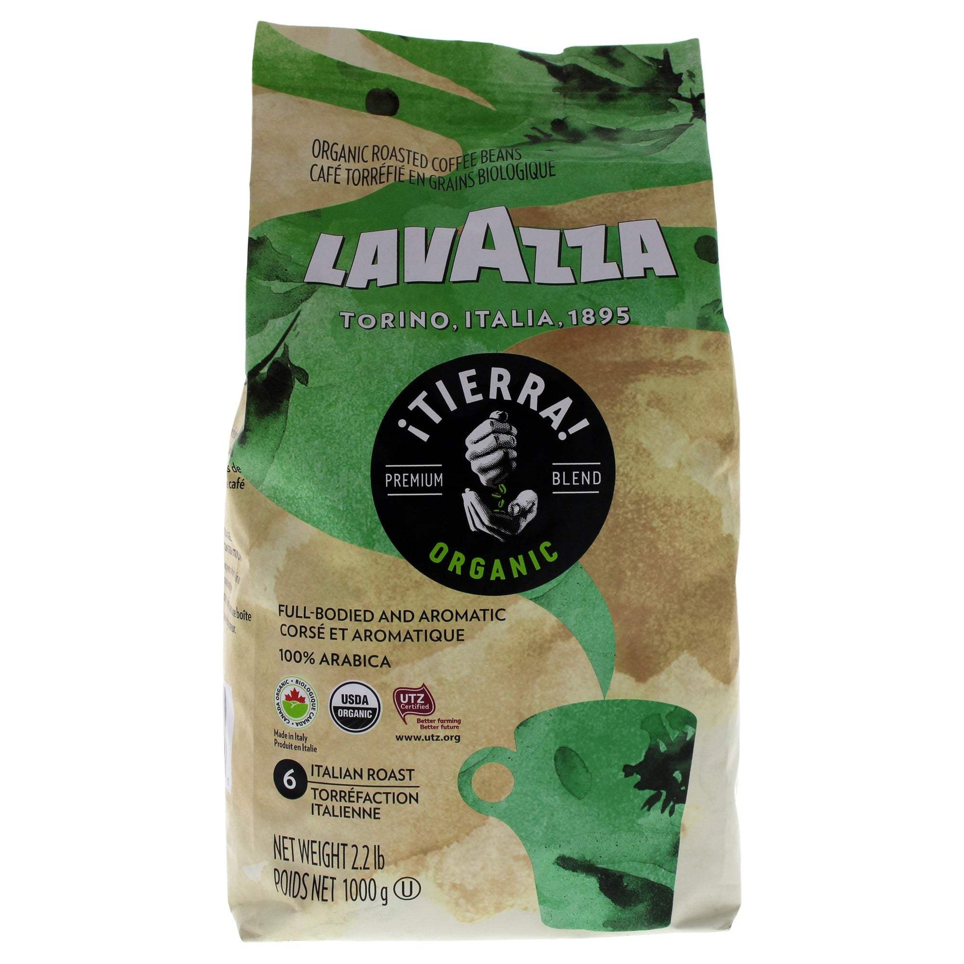 Tierra Organic Roast Whole Bean Coffee by Lavazza for Unisex - 35.2 oz Coffee