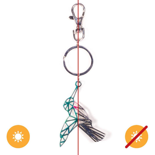 Color-Changing Key Chain Metal Hummingbird - Green by DelSol for Women - 1 Pc Keychain