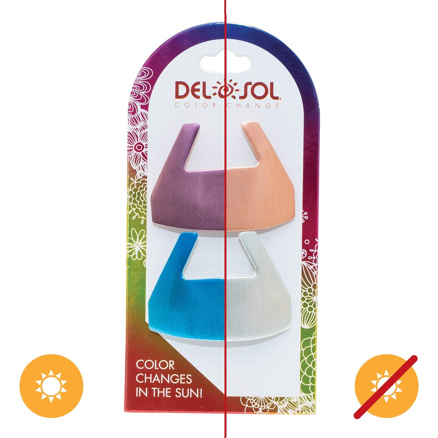 Color-Changing Hair Barrettes - Metallic Geometric Polished Finish by DelSol for Women - 2 Pc Hair Clips