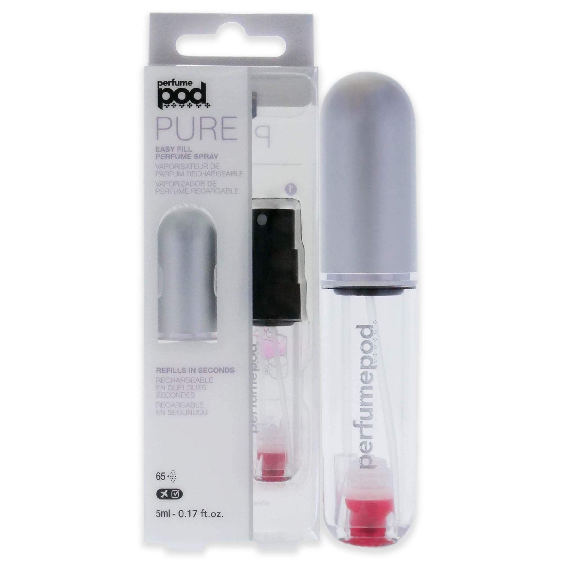 Perfume Pod Pure - Silver by Travalo for Unisex - 0.17 oz Refillable Spray (Empty)