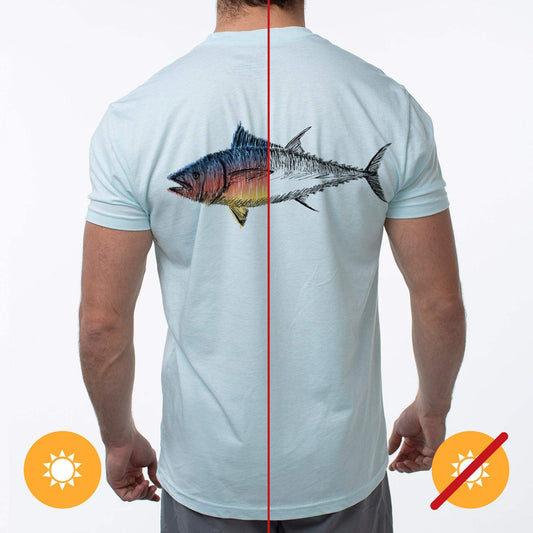 Men Classic Crew Tee - Big Fish-Ice Blue by DelSol for Men - 1 Pc T-Shirt (Small)