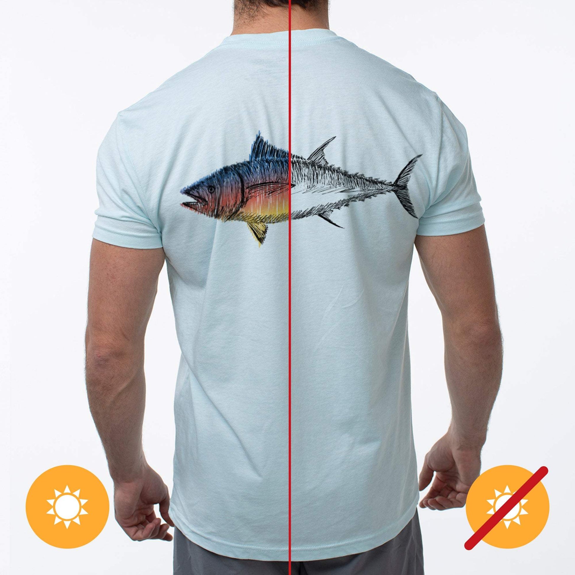 Men Classic Crew Tee - Big Fish-Ice Blue by DelSol for Men - 1 Pc T-Shirt (XL)