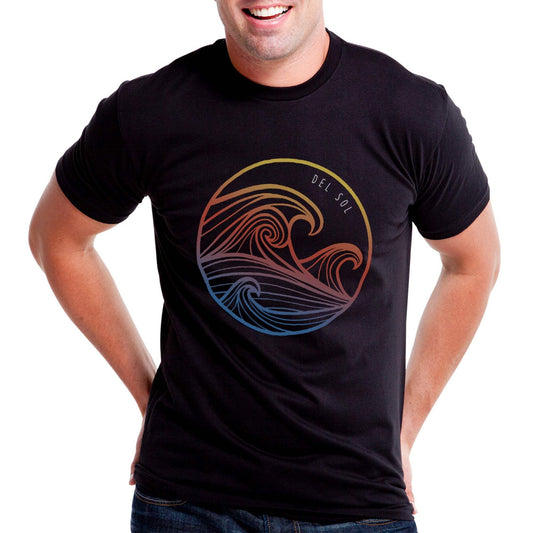 Men Crew Tee - Wavey - Black by DelSol for Men - 1 Pc T-Shirt (Large)