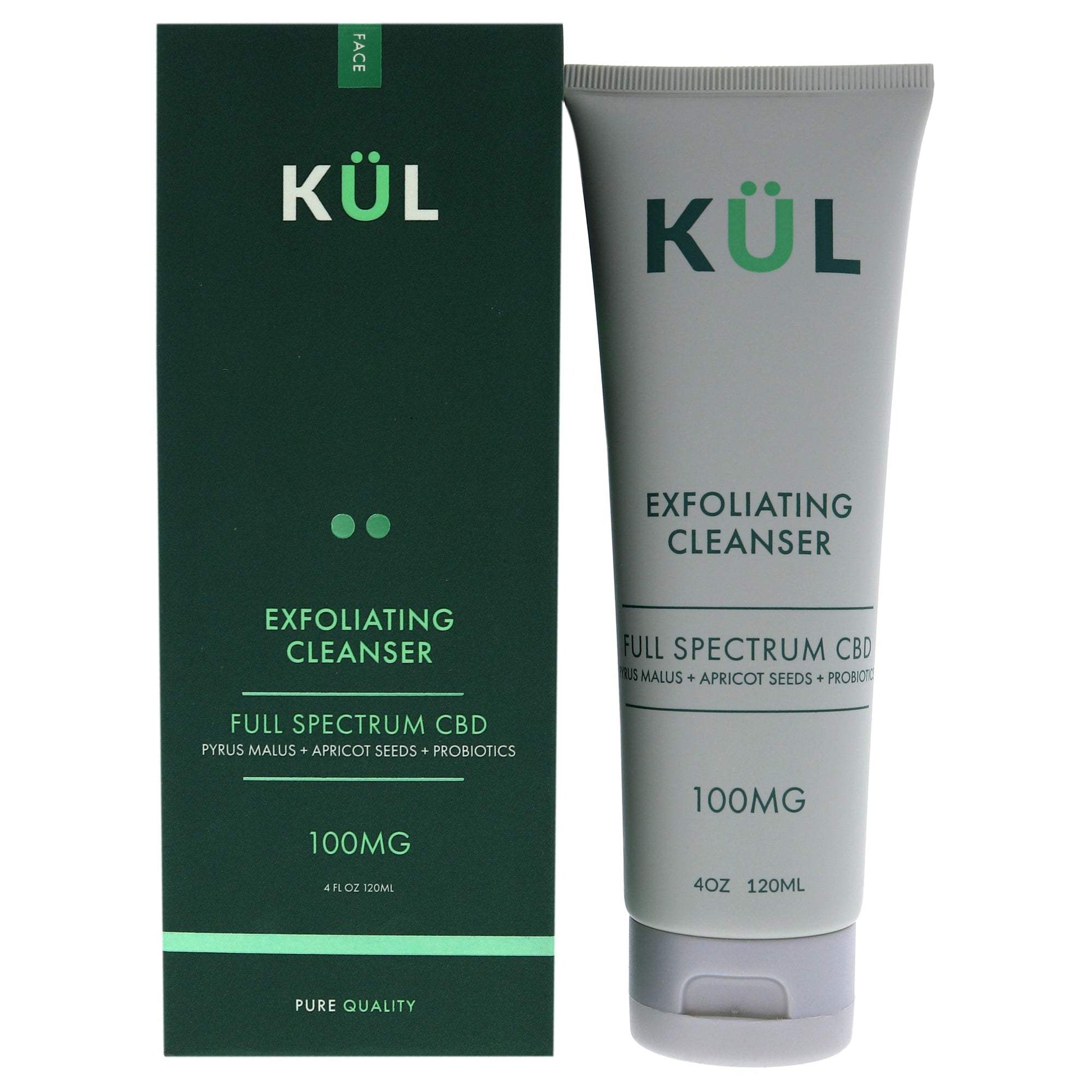 Exfoliating Cleanser Full Spectrum 100mg CBD by Kul CBD for Unisex - 4 oz Cleanser