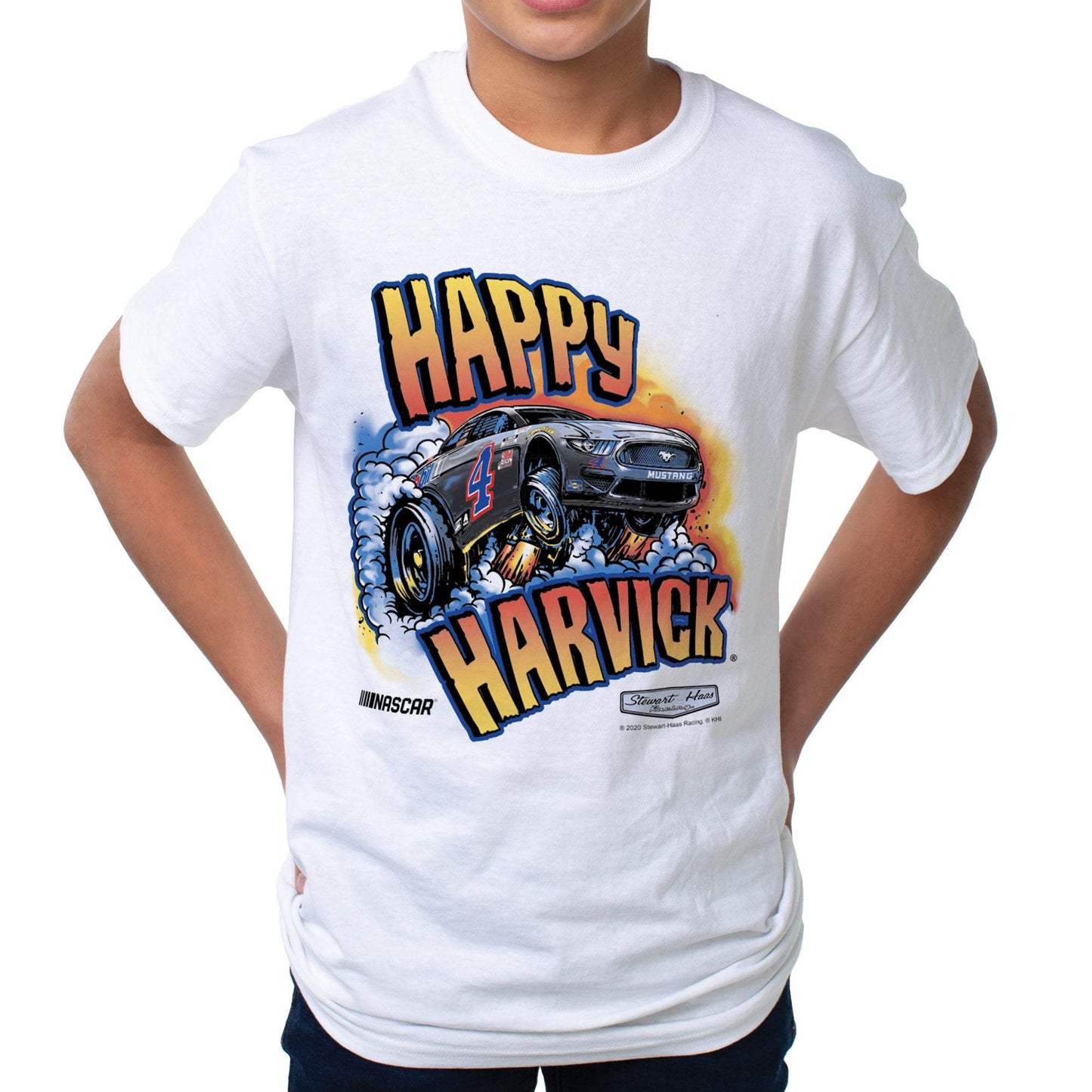 NASCAR Kids Fine Jersey Crew Tee - Kevin Harvick - 10 White by DelSol for Kids - 1 Pc T-Shirt (YS)