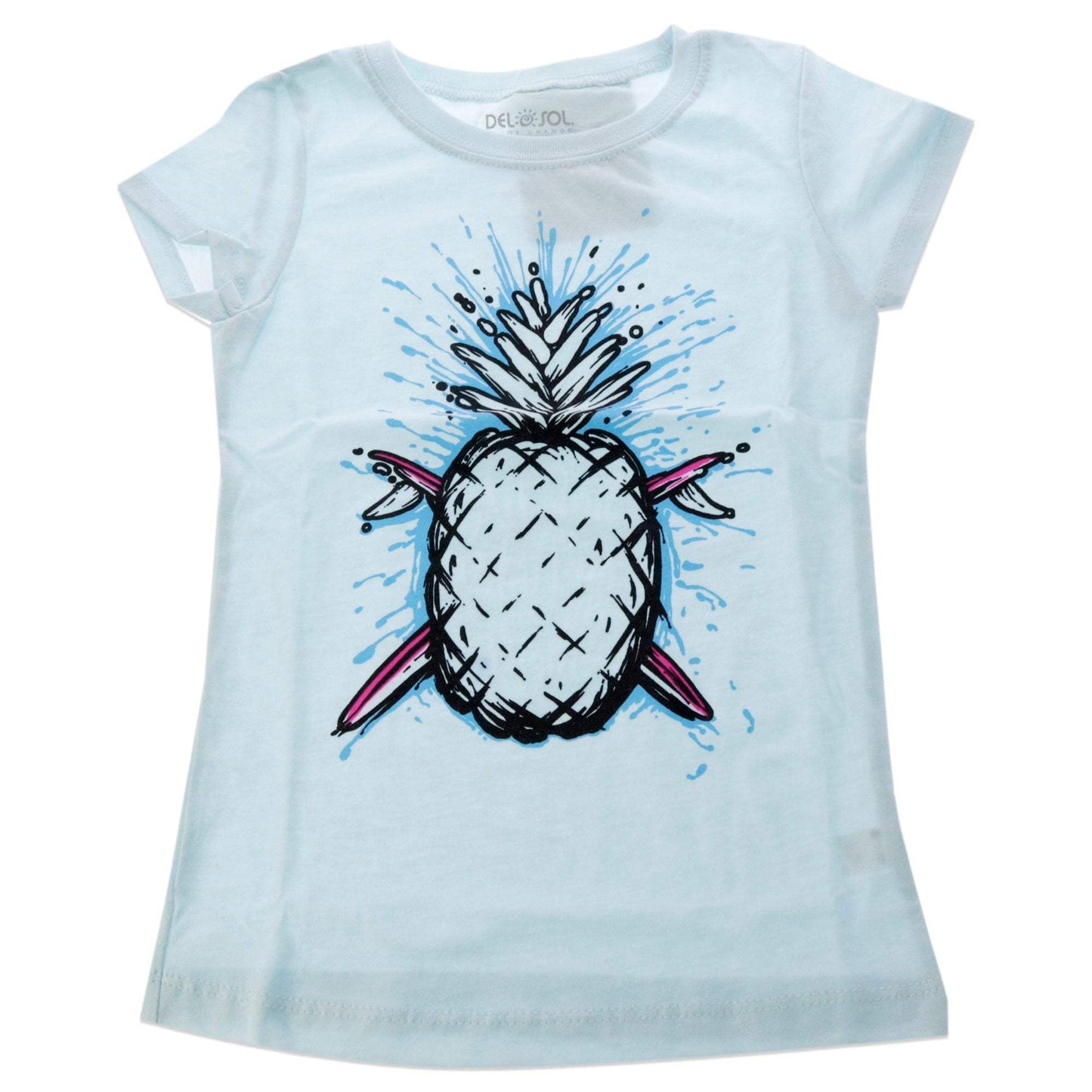 Kids Premium Crew Tee - Pineapples - Ice Blue by DelSol for Kids - 1 Pc T-Shirt (YXS)