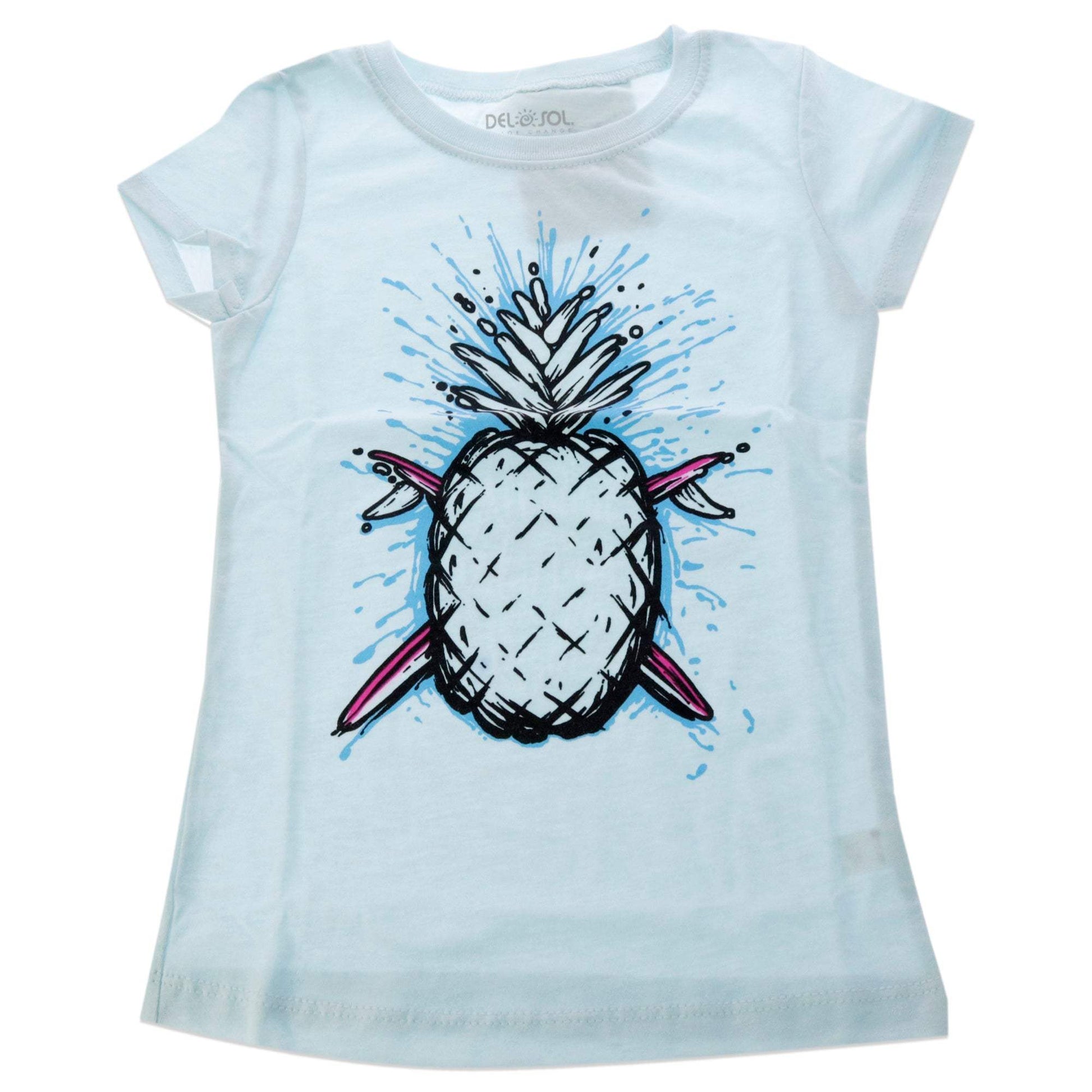 Kids Premium Crew Tee - Pineapples - Ice Blue by DelSol for Kids - 1 Pc T-Shirt (YXS)
