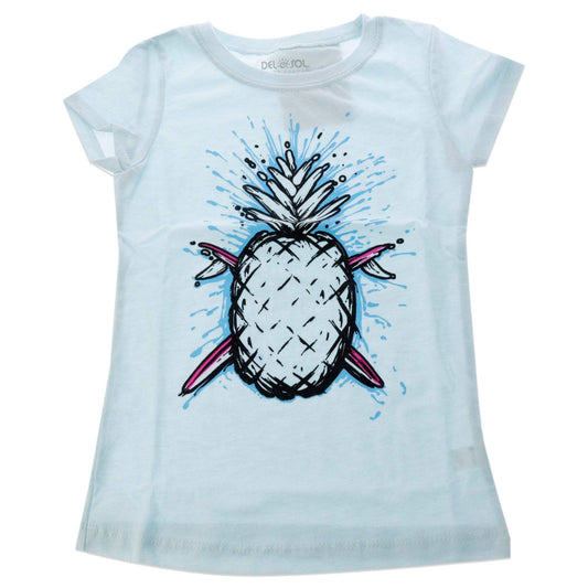 Kids Premium Crew Tee - Pineapples - Ice Blue by DelSol for Kids - 1 Pc T-Shirt (YXS)
