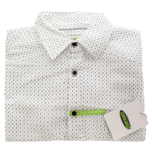 Bamboo Woven Button-Up - Navy-White Geometric by Cariloha for Men - 1 Pc T-Shirt (S)