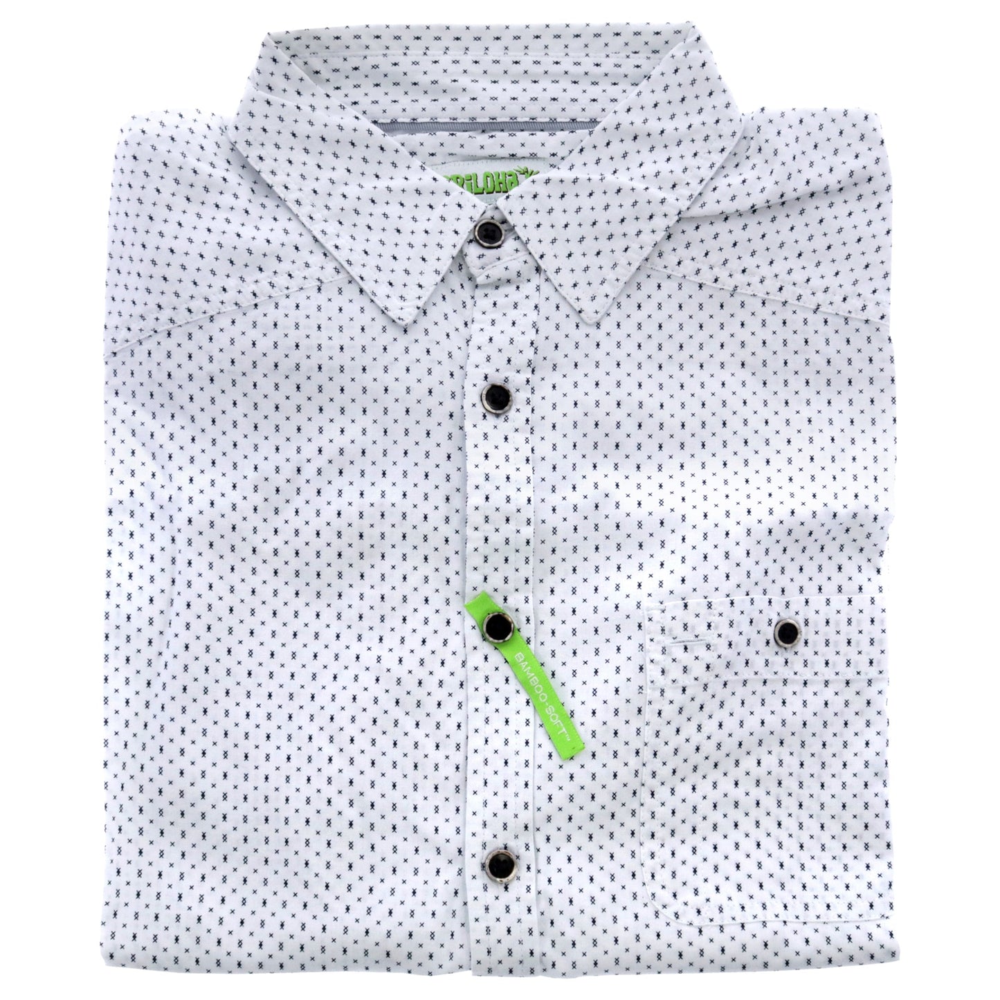 Bamboo Woven Button-Up - Navy-White Geometric by Cariloha for Men - 1 Pc T-Shirt (M)