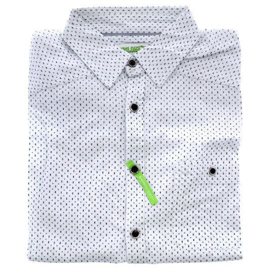 Bamboo Woven Button-Up - Navy-White Geometric by Cariloha for Men - 1 Pc T-Shirt (M)