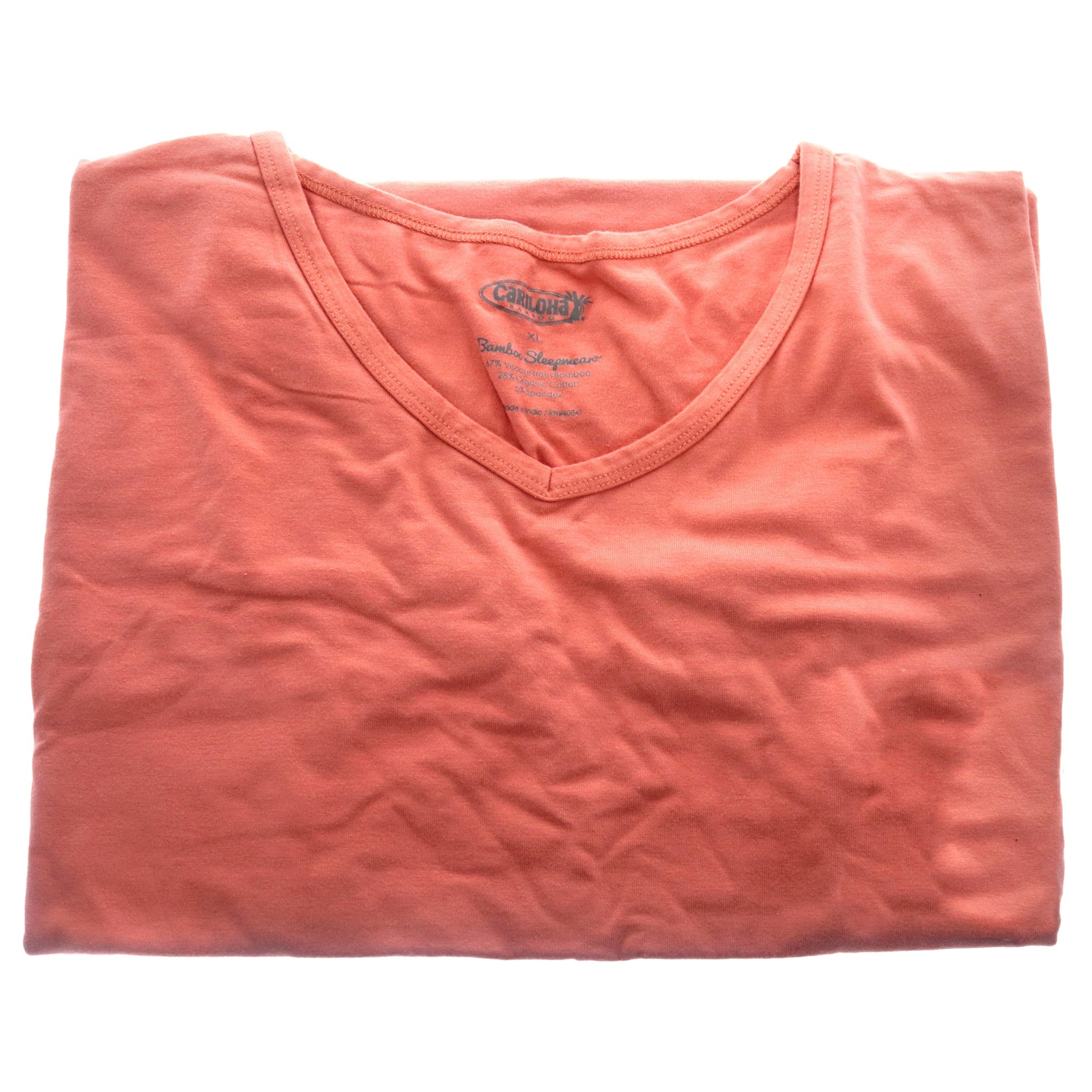 Bamboo Sleep Dolman V-Neck T-Shirt - Coral by Cariloha for Women - 1 Pc T-Shirt (XL)