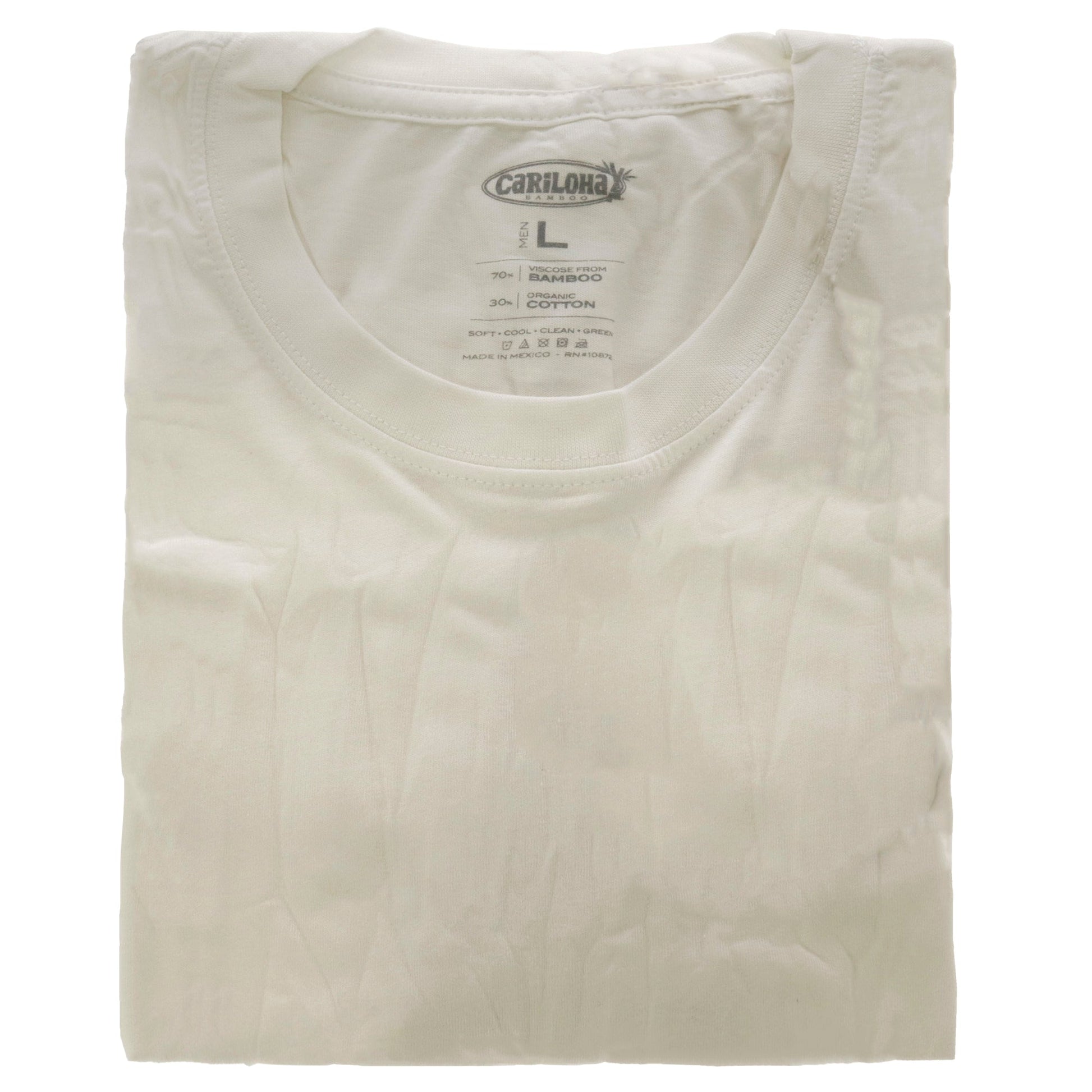 Bamboo Crew Tee - White by Cariloha for Men - 1 Pc T-Shirt (L)