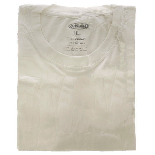 Bamboo Crew Tee - White by Cariloha for Men - 1 Pc T-Shirt (L)
