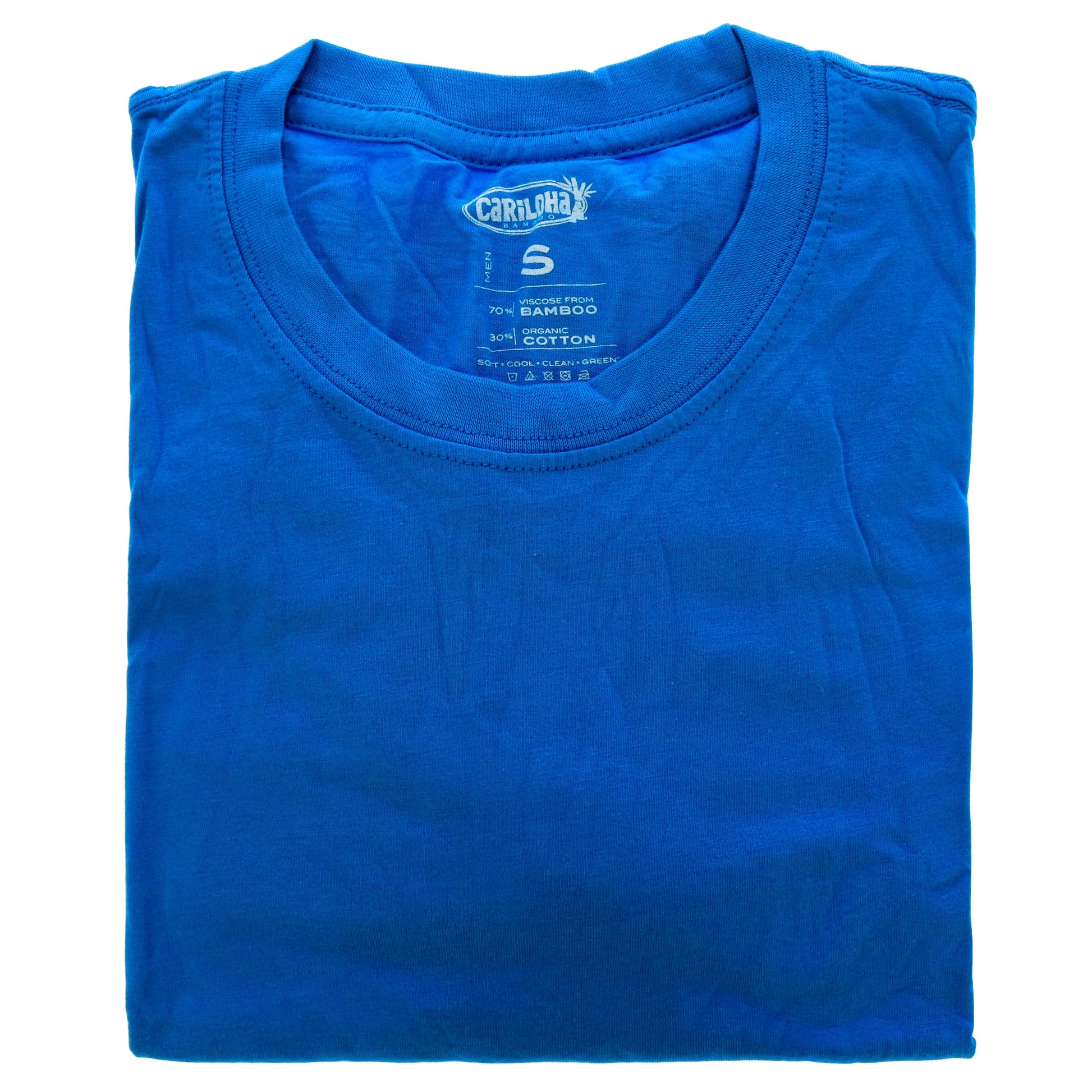 Bamboo Crew Tee - Caribbean Blue by Cariloha for Men - 1 Pc T-Shirt (S)