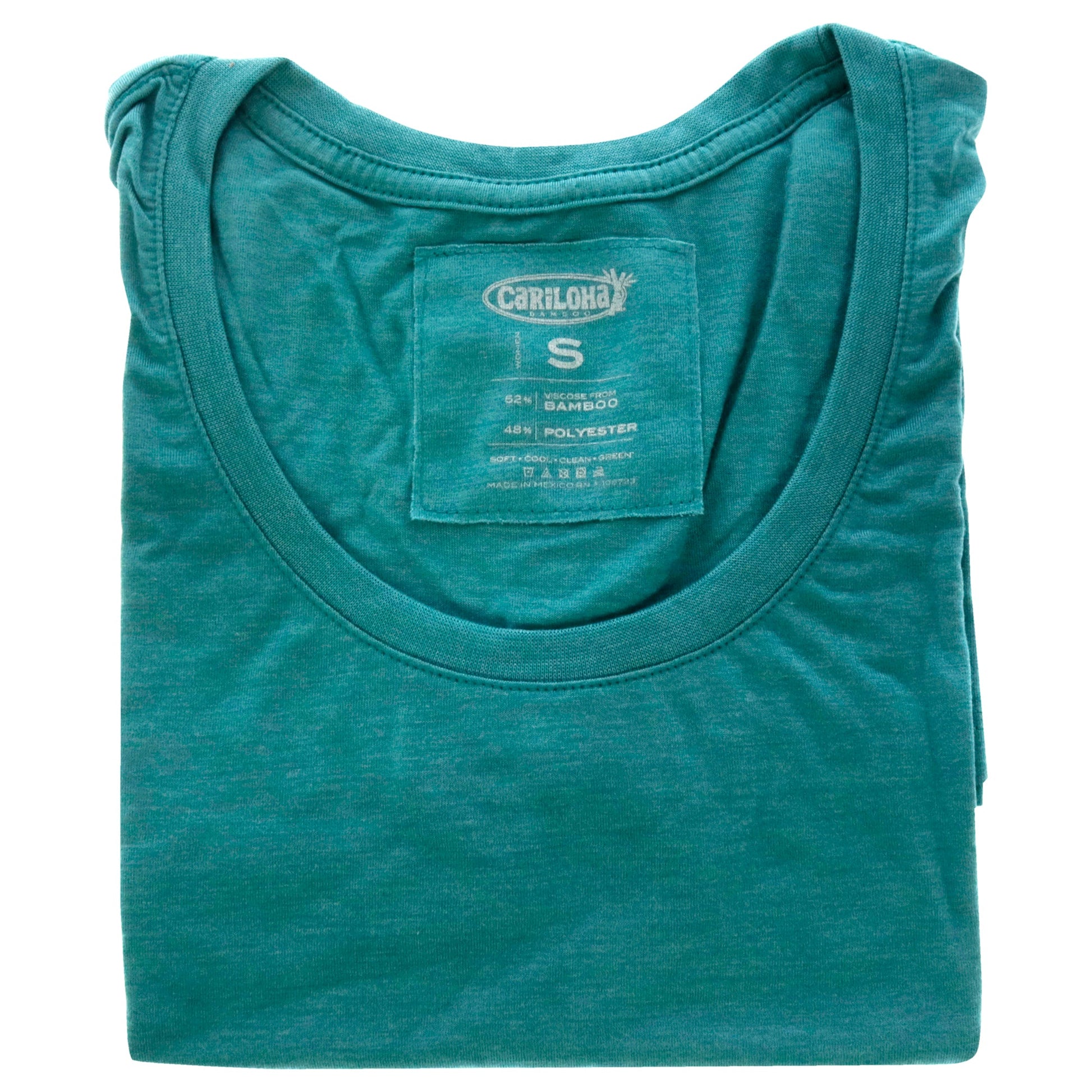 Bamboo Scoop Tee - Tropical Teal Heather by Cariloha for Women - 1 Pc T-Shirt (S)