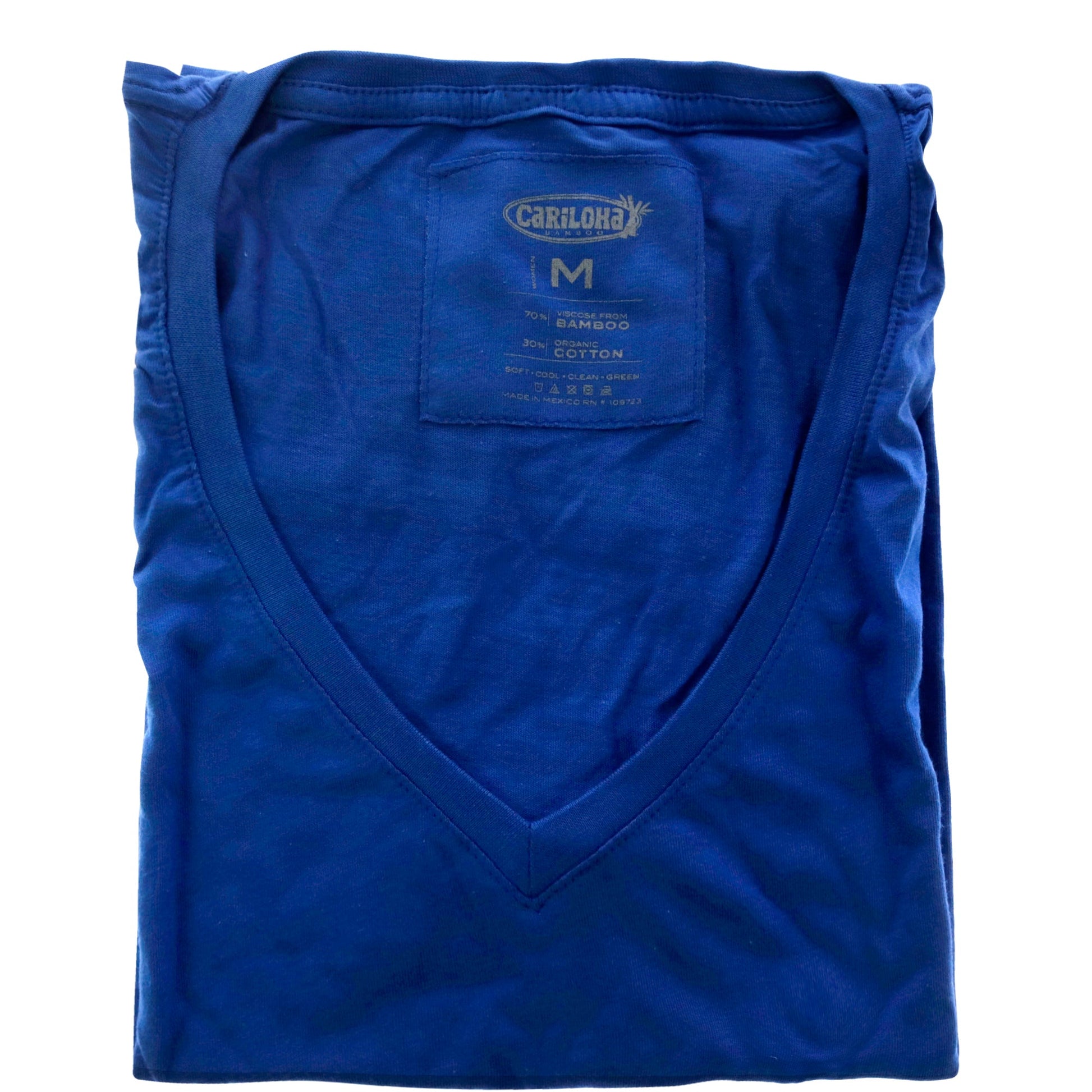 Bamboo V-Neck Tee - Reef Blue by Cariloha for Women - 1 Pc T-Shirt (M)