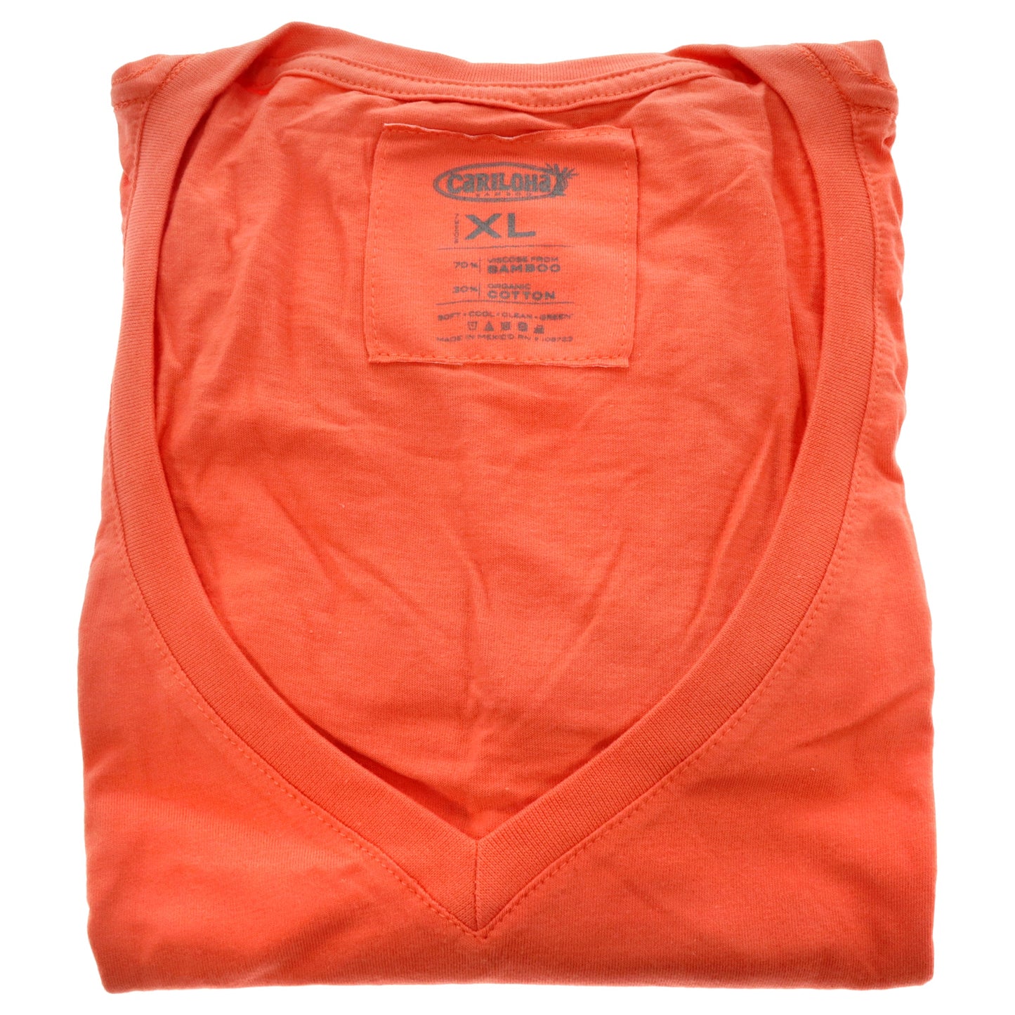 Bamboo V-Neck Tee - Sunkissed Coral by Cariloha for Women - 1 Pc T-Shirt (XL)