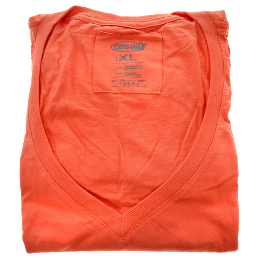 Bamboo V-Neck Tee - Sunkissed Coral by Cariloha for Women - 1 Pc T-Shirt (XL)
