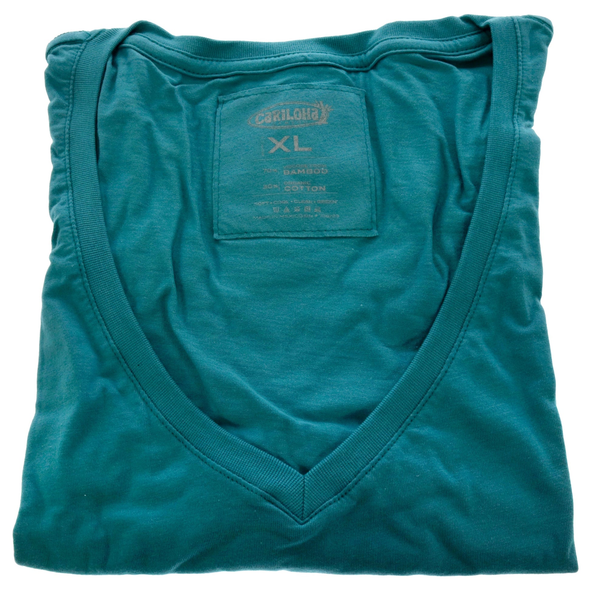 Bamboo V-Neck Tee - Tropical Teal by Cariloha for Women - 1 Pc T-Shirt (XL)
