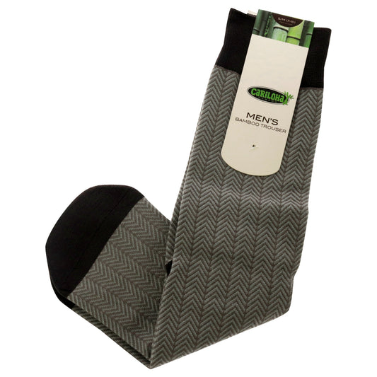 Bamboo Trouser Socks - Herringbone Gray by Cariloha for Men - 1 Pair Socks (S/M)