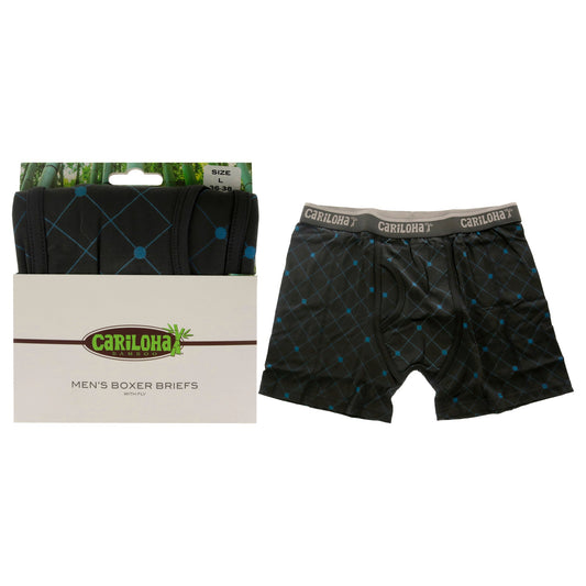 Bamboo Boxer Briefs - Carbon Argyle by Cariloha for Men - 1 Pc Boxer (L)