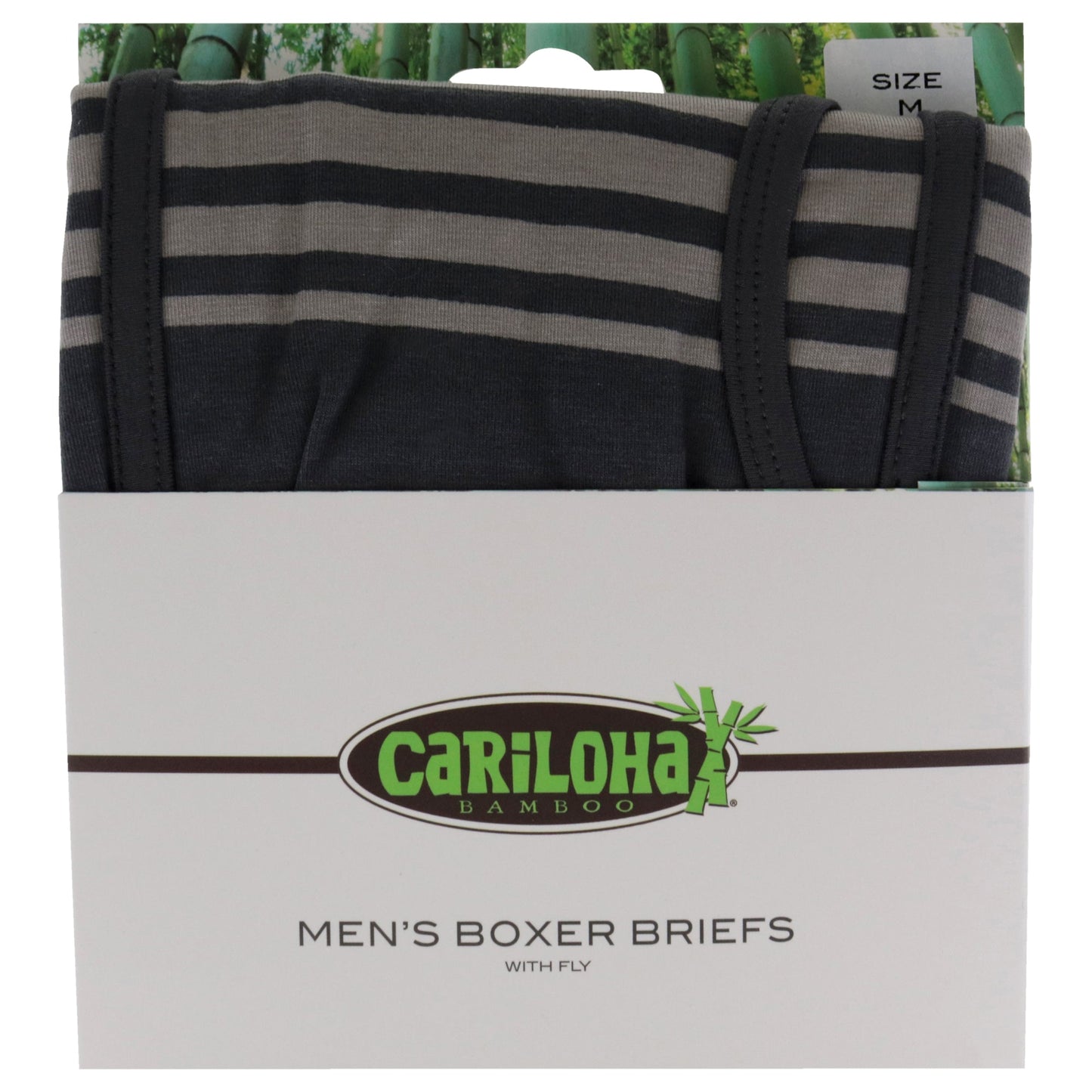 Bamboo Boxer Briefs - Shoreline Gray Stripe by Cariloha for Men - 1 Pc Boxer (M)