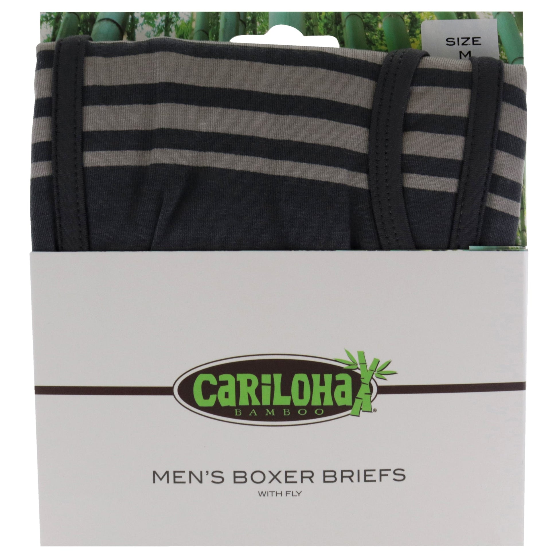 Bamboo Boxer Briefs - Shoreline Gray Stripe by Cariloha for Men - 1 Pc Boxer (M)