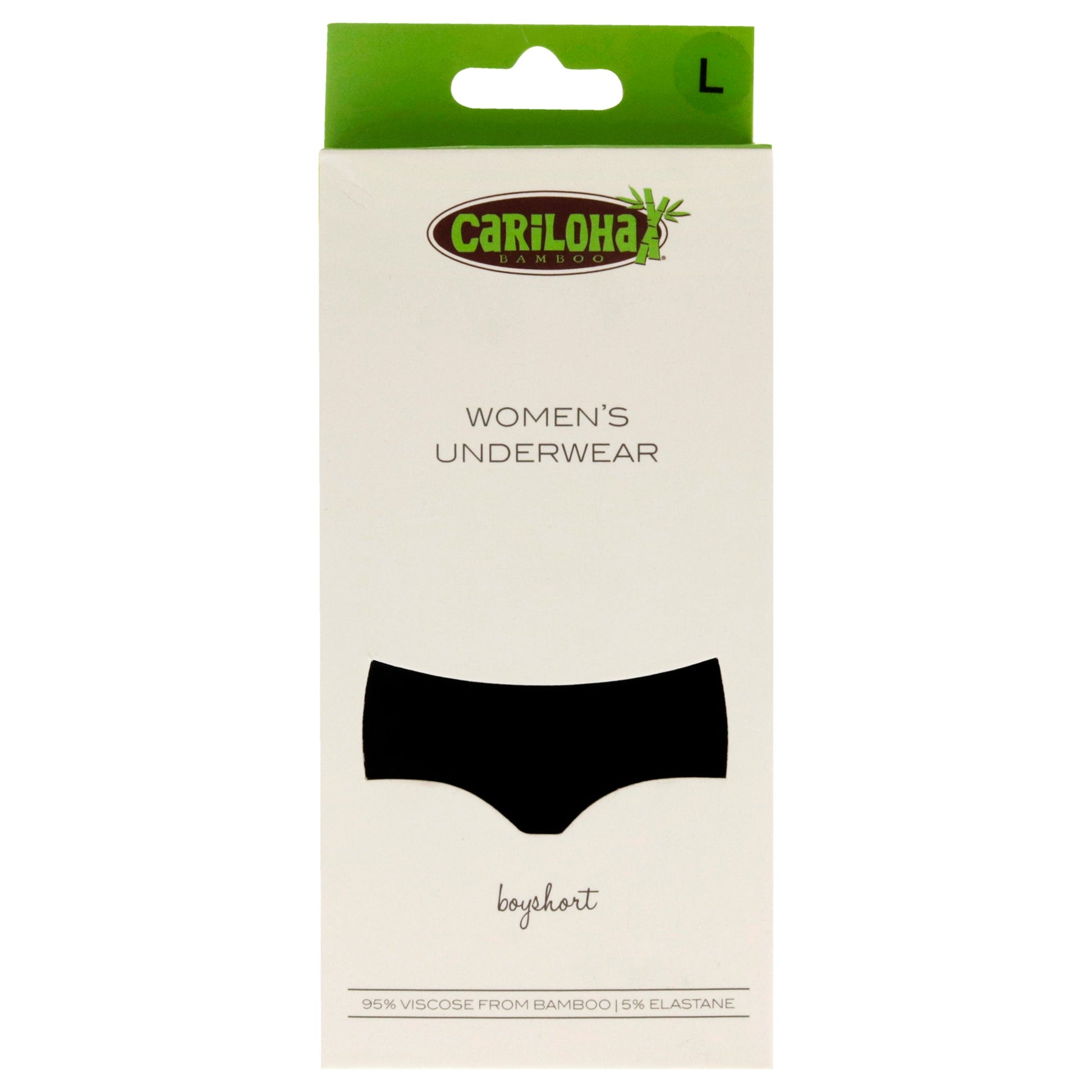 Bamboo Boyshort Briefs - Black by Cariloha for Women - 1 Pc Underwear (L)