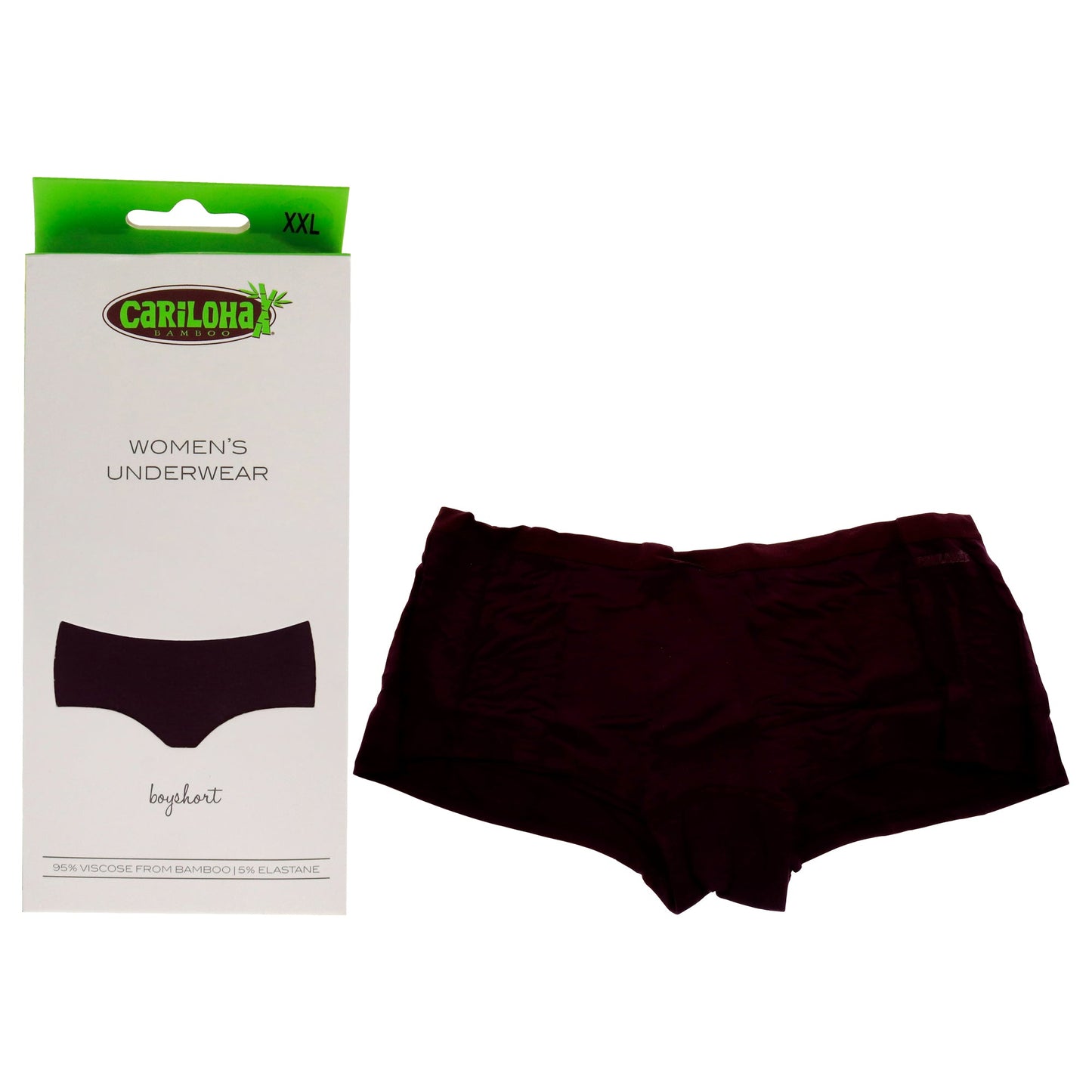 Bamboo Boyshort Briefs - Merlot by Cariloha for Women - 1 Pc Underwear (2XL)