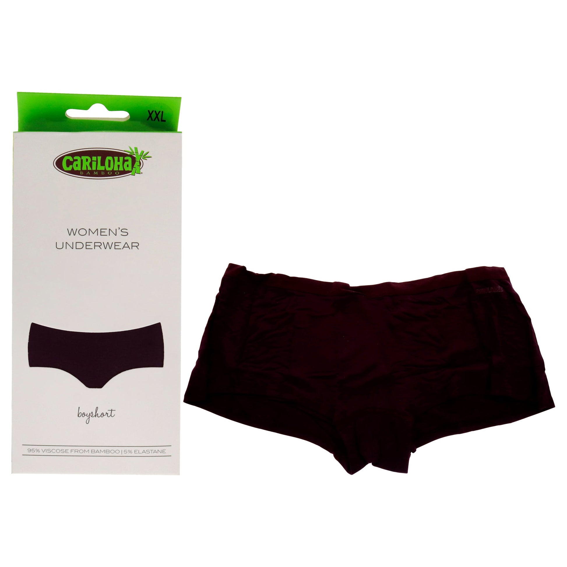 Bamboo Boyshort Briefs - Merlot by Cariloha for Women - 1 Pc Underwear (2XL)