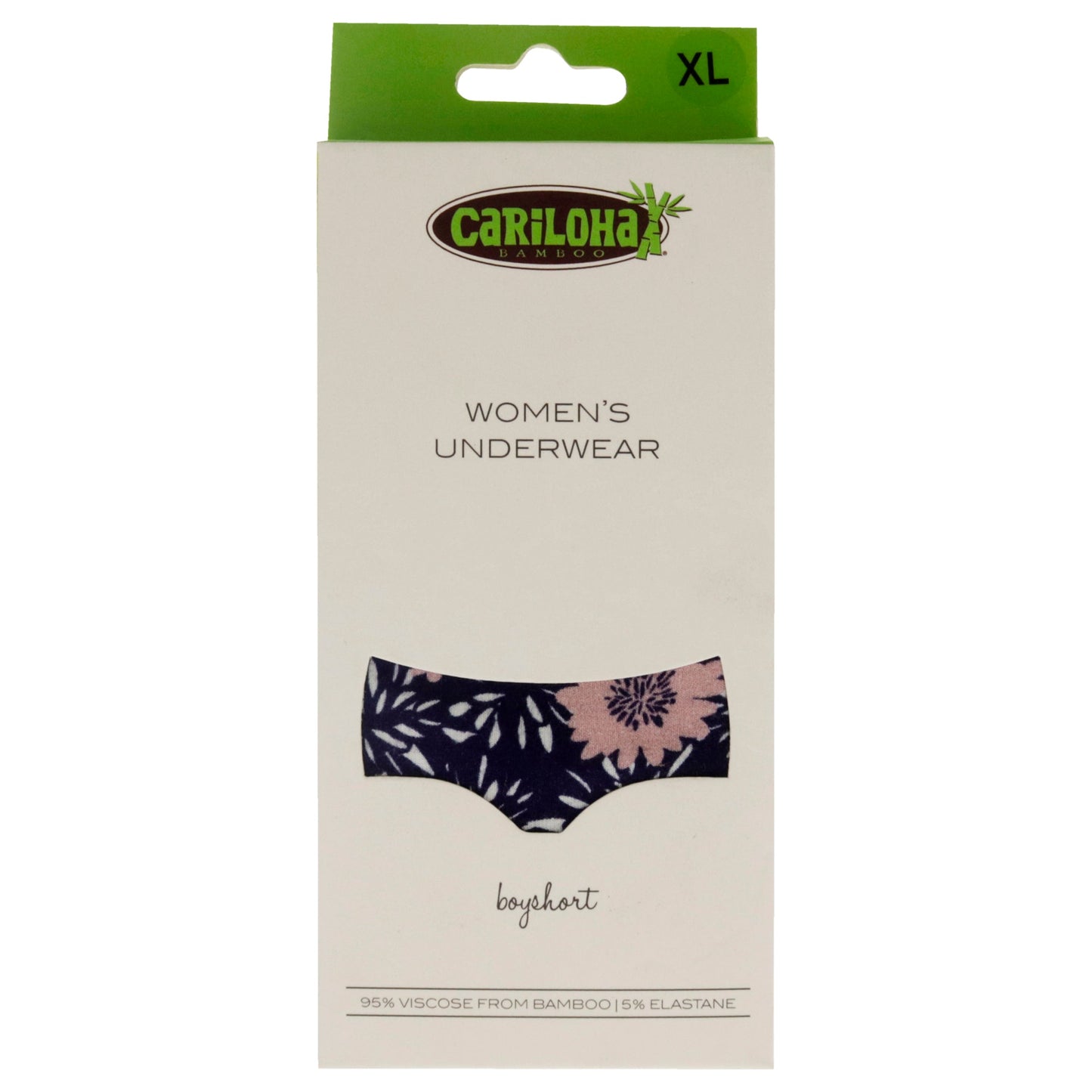 Bamboo Boyshort Briefs - Navy Floral by Cariloha for Women - 1 Pc Underwear (XL)
