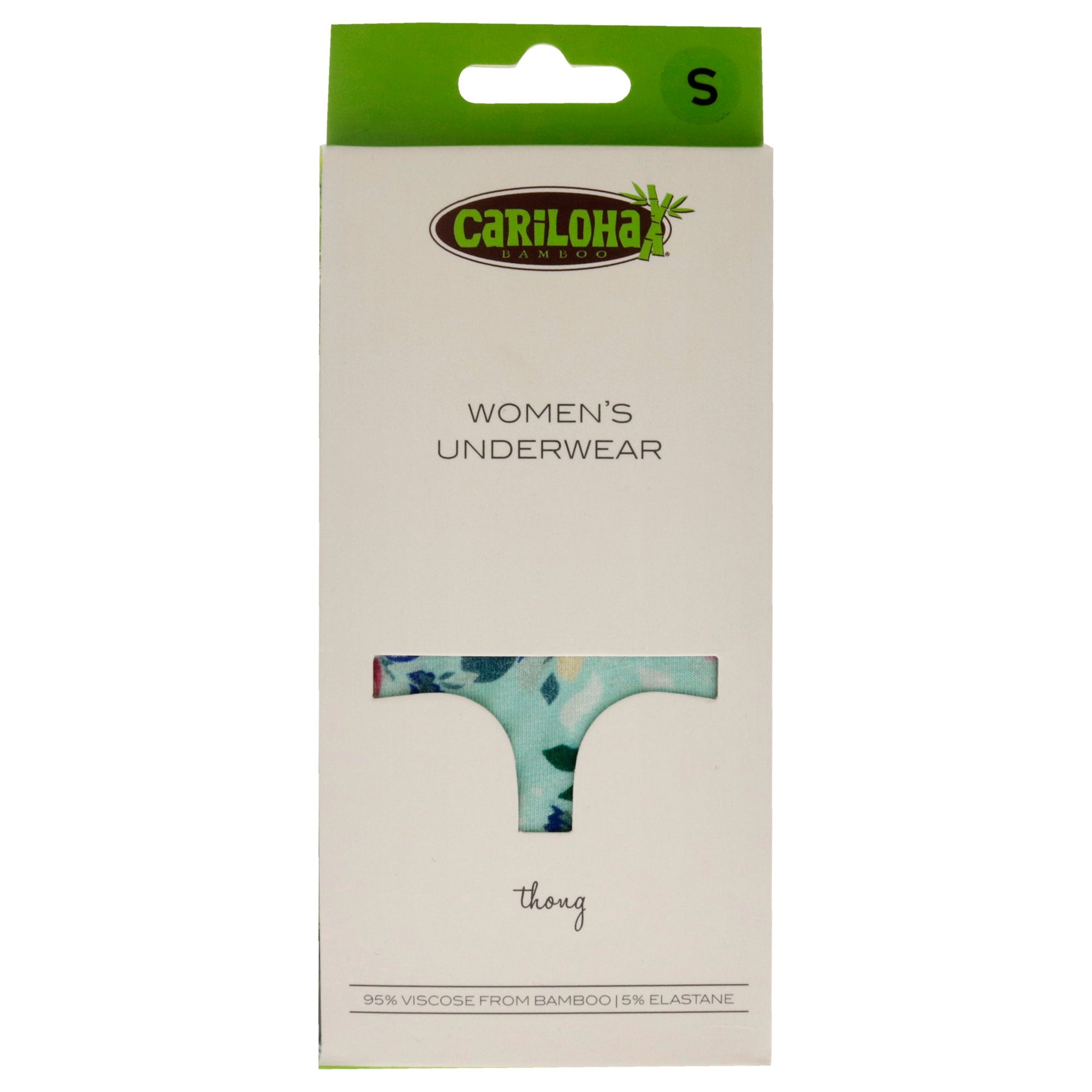 Bamboo Lace Thong - Aqua Floral by Cariloha for Women - 1 Pc Underwear (S)
