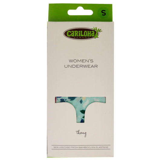Bamboo Lace Thong - Aqua Floral by Cariloha for Women - 1 Pc Underwear (S)
