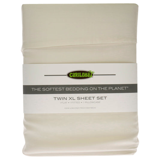 Classic Bamboo Bed Sheet Set - Ivory-Twin XL by Cariloha for Unisex - 4 Pc Flatt Sheet, Fitted Sheet, 2 Pillow Cases
