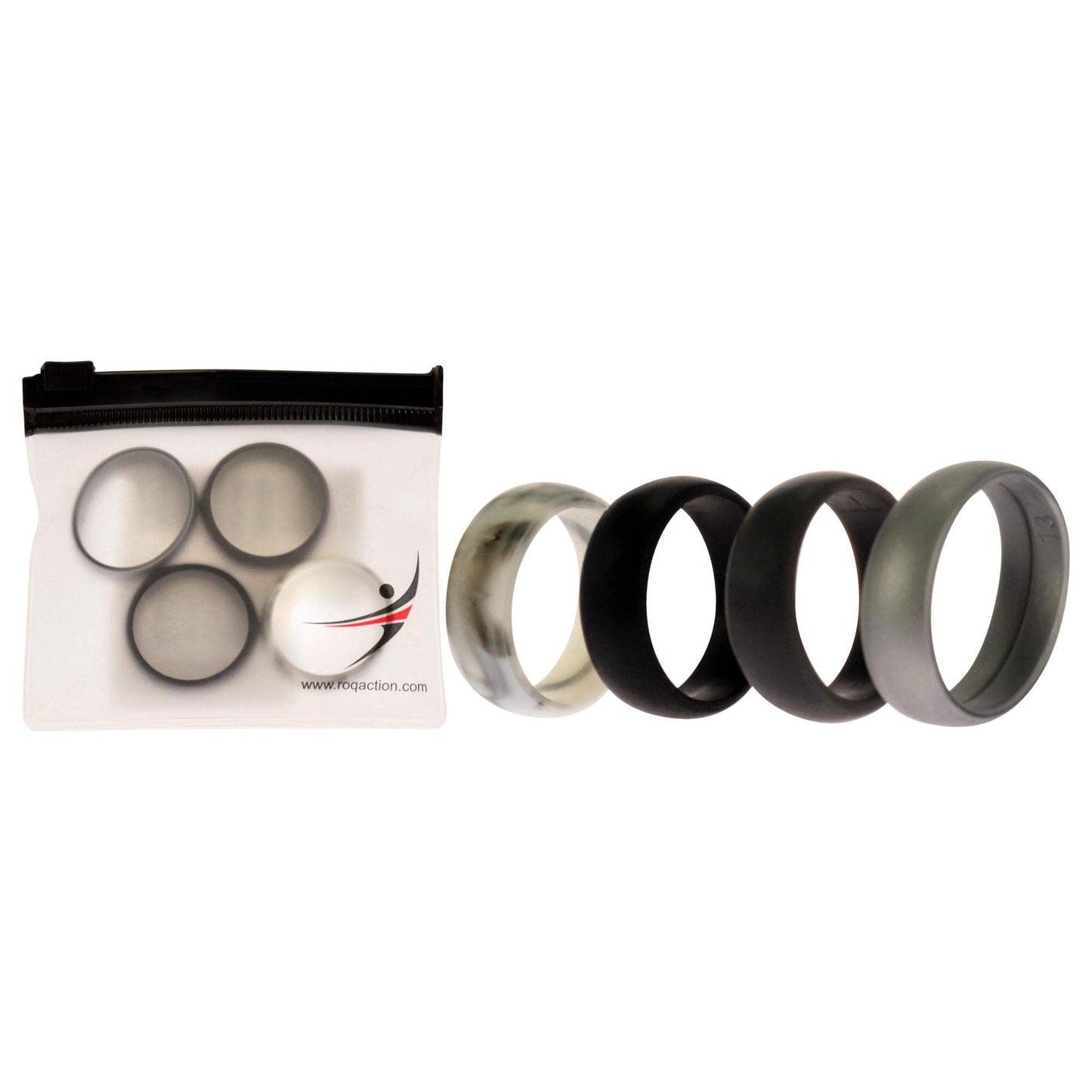 Silicone Wedding Ring Set - Marble by ROQ for Men - 4 x 13 mm Ring