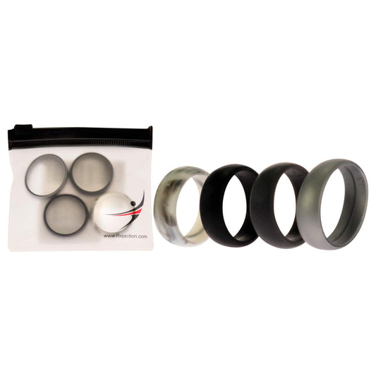 Silicone Wedding Ring Set - Marble by ROQ for Men - 4 x 13 mm Ring