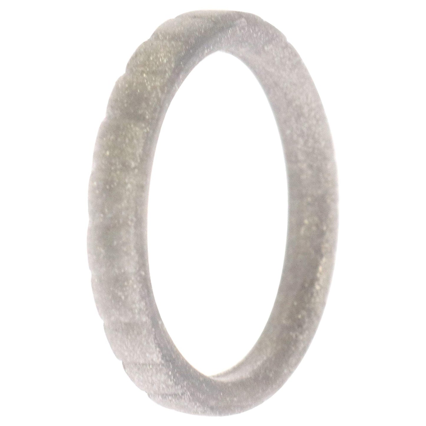 Silicone Wedding Stackble Lines Single Ring - Silver by ROQ for Women - 4 mm Ring