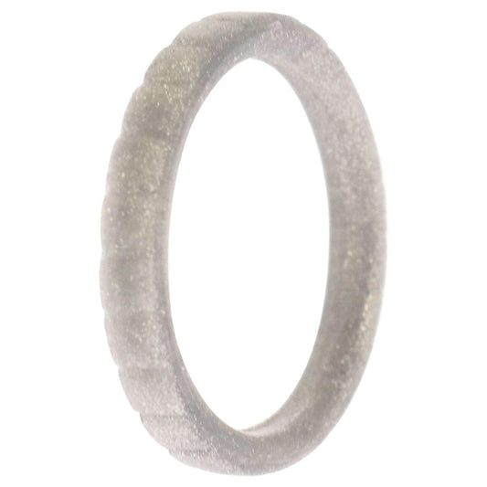 Silicone Wedding Stackble Lines Single Ring - Silver by ROQ for Women - 4 mm Ring