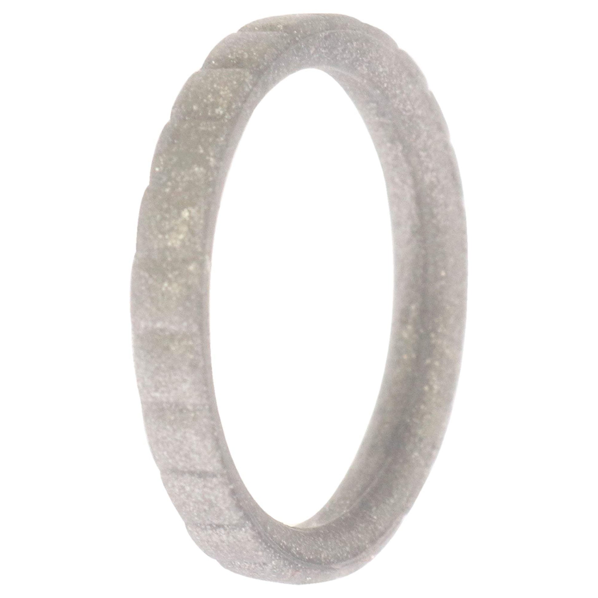 Silicone Wedding Stackble Lines Single Ring - Silver by ROQ for Women - 5 mm Ring