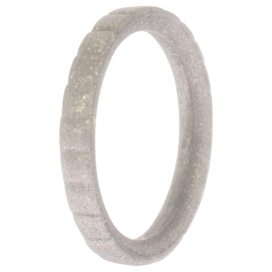 Silicone Wedding Stackble Lines Single Ring - Silver by ROQ for Women - 5 mm Ring