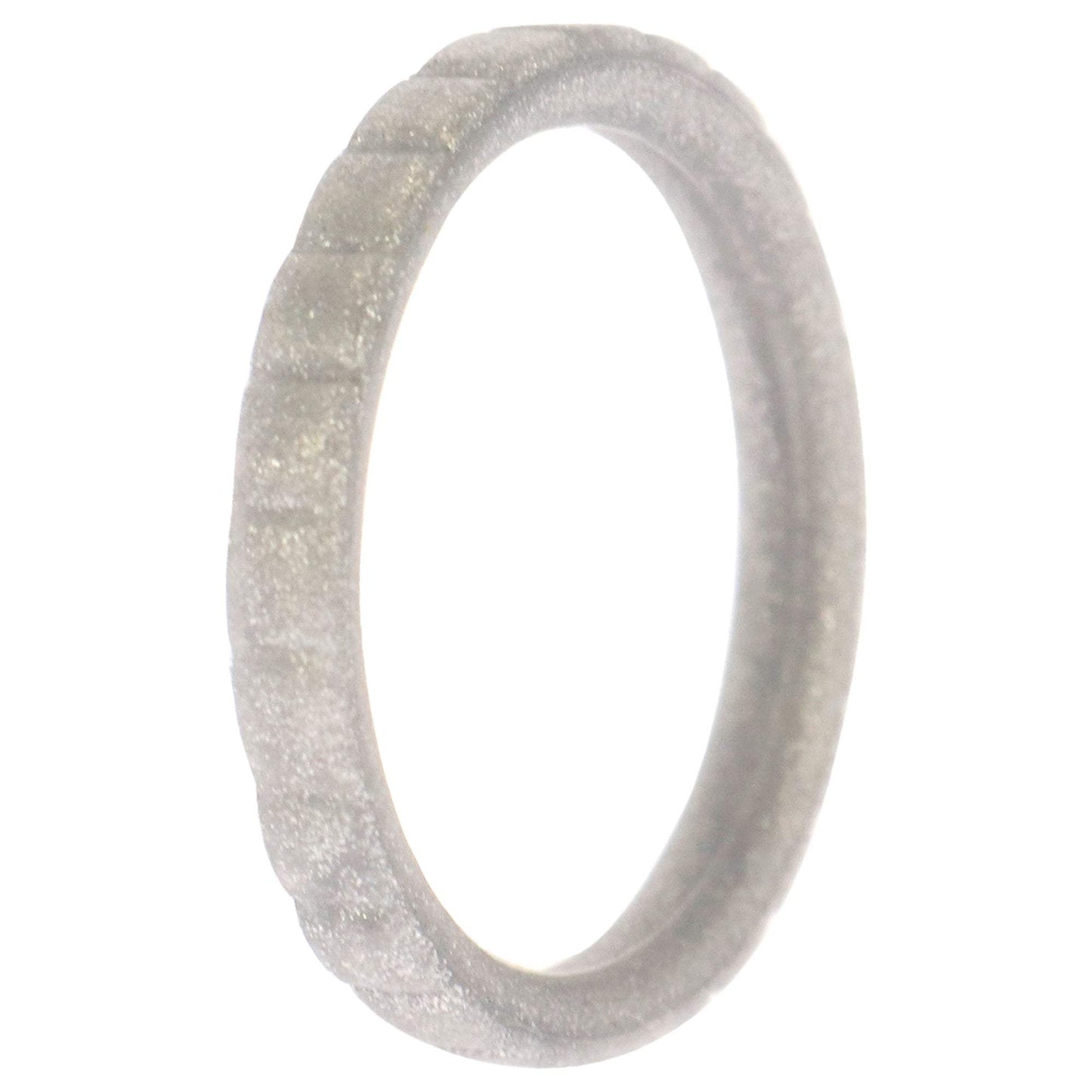 Silicone Wedding Stackble Lines Single Ring - Silver by ROQ for Women - 6 mm Ring