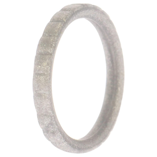 Silicone Wedding Stackble Lines Single Ring - Silver by ROQ for Women - 6 mm Ring
