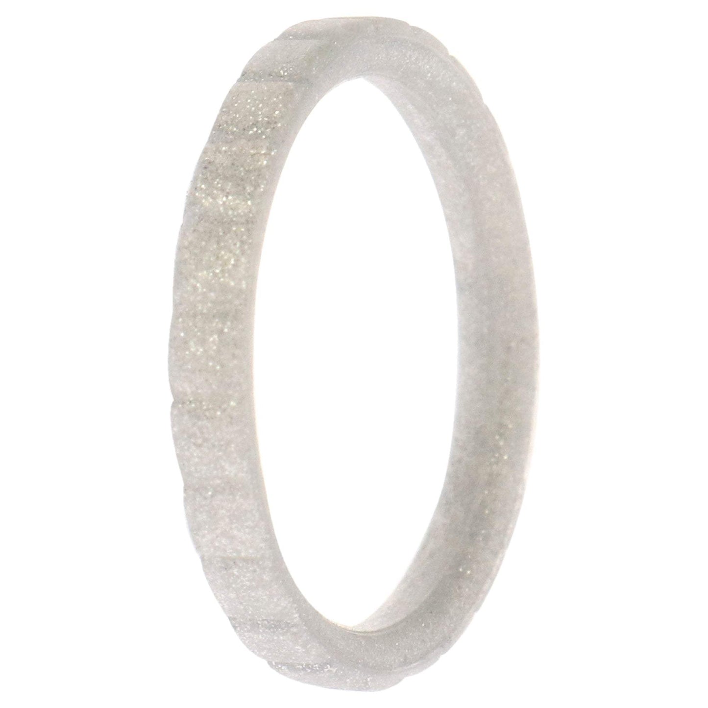 Silicone Wedding Stackble Lines Single Ring - Silver by ROQ for Women - 7 mm Ring