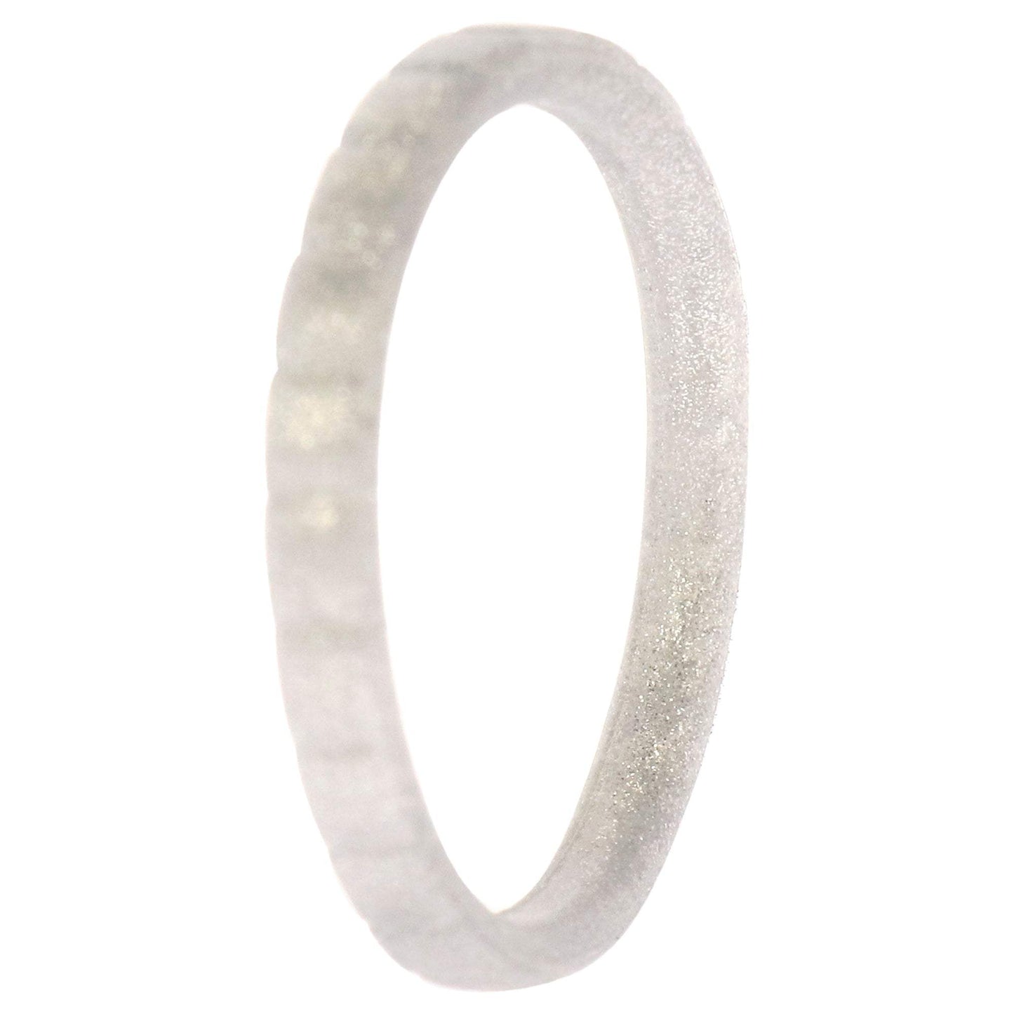 Silicone Wedding Stackble Lines Single Ring - Silver by ROQ for Women - 9 mm Ring