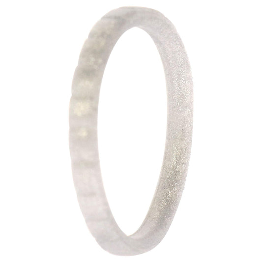 Silicone Wedding Stackble Lines Single Ring - Silver by ROQ for Women - 9 mm Ring