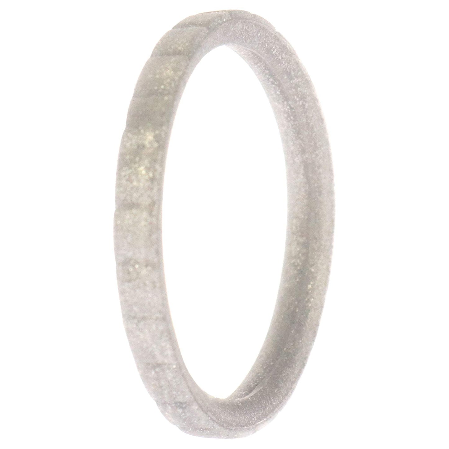 Silicone Wedding Stackble Lines Single Ring - Silver by ROQ for Women - 10 mm Ring