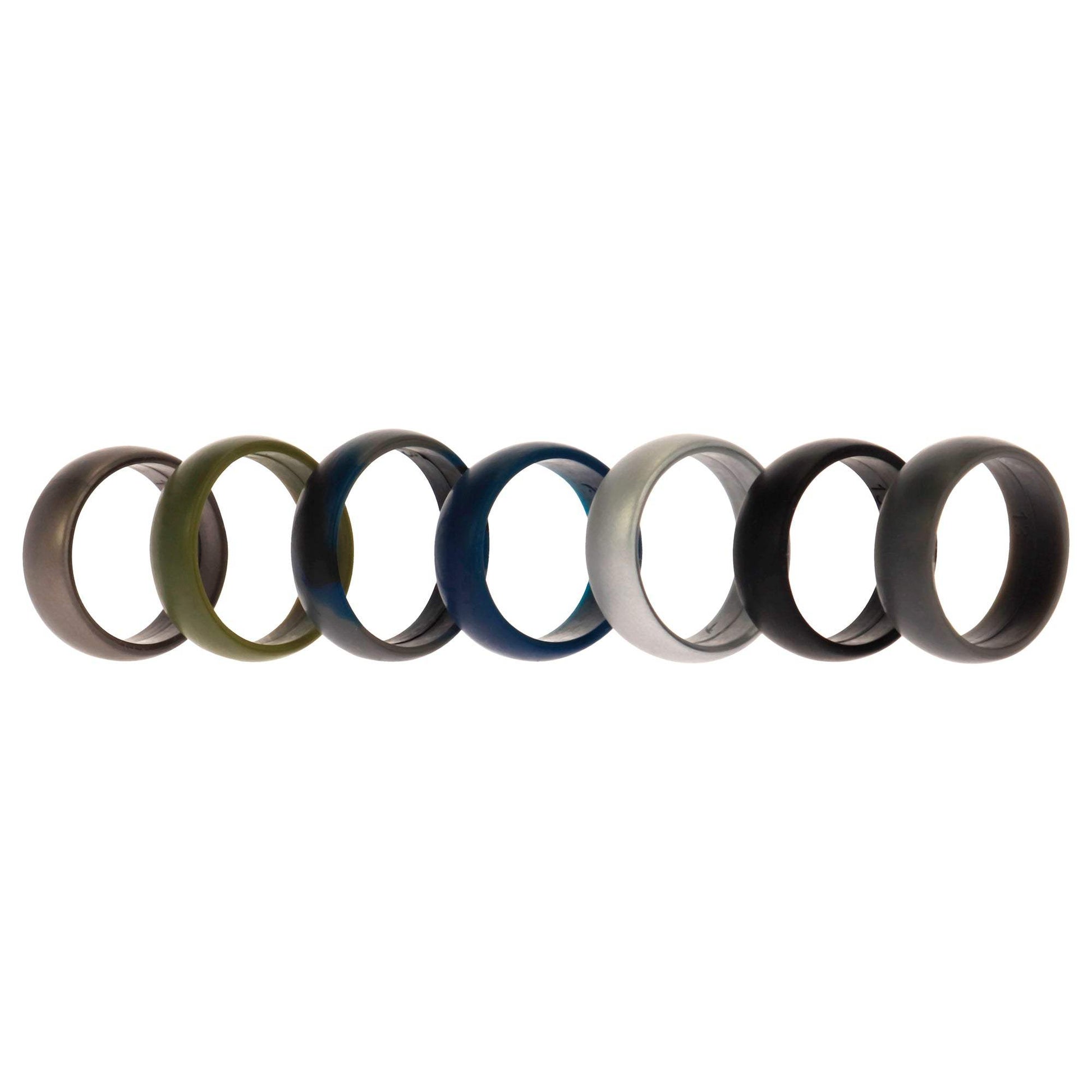 Silicone Wedding Ring Set - Metal-Camo by ROQ for Men - 7 x 13 mm Ring