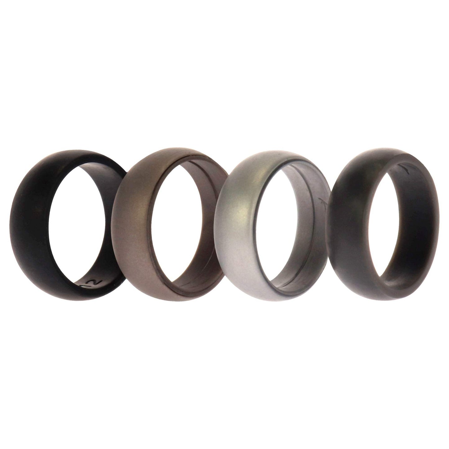 Silicone Wedding Ring Set - Metal-Silver by ROQ for Men - 4 x 12 mm Ring